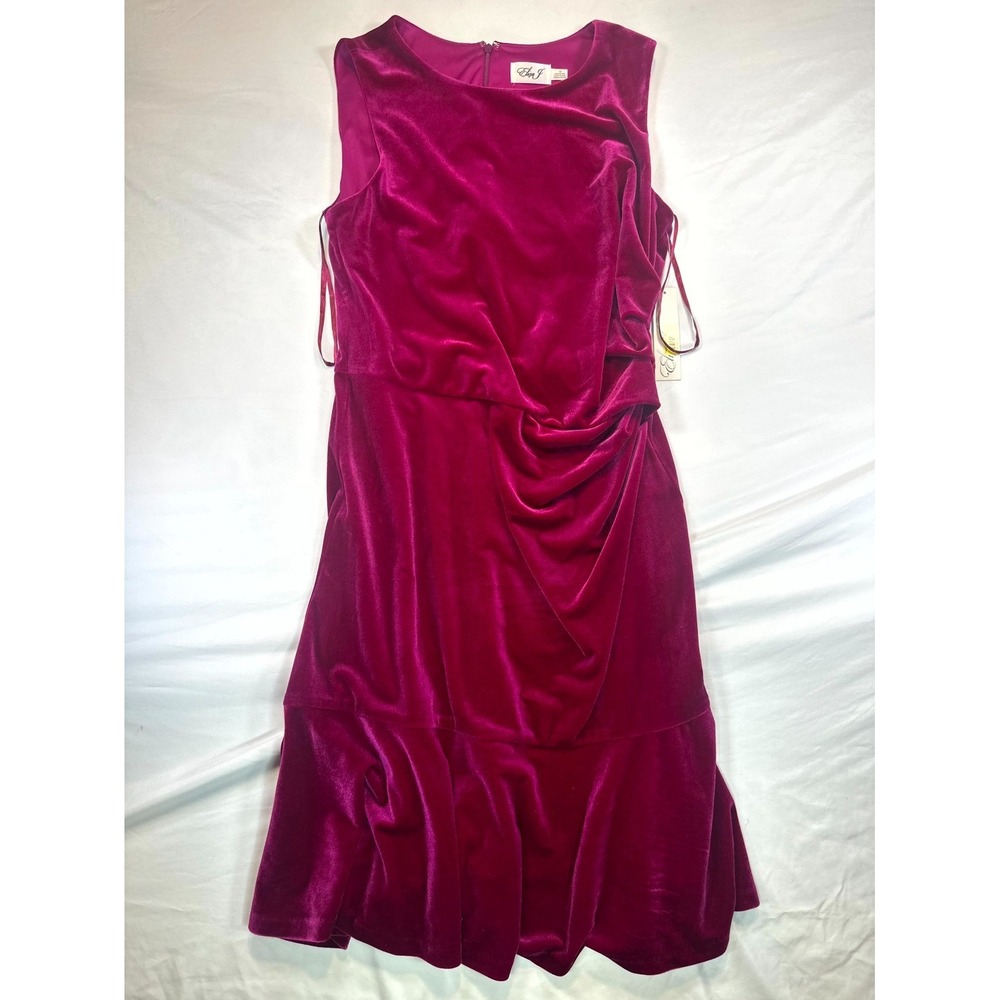 Eliza J Sheath Dress Womens 14 Pink Velvet Sleeveless Ruched Side Mermaid Hem